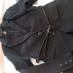 grass collection Belted Black Blazer